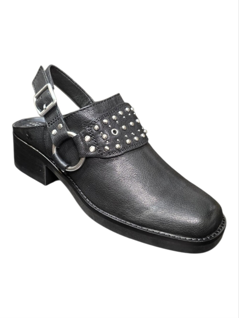 Lucky Brand Kalv Studded Leather Slingback Clog Mules - Black (Size 7M)